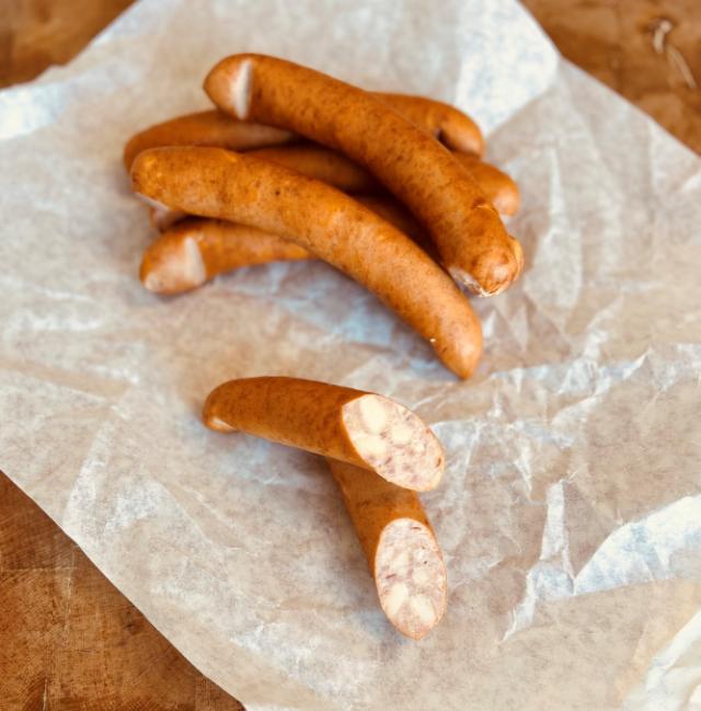 Grillpølse kylling m/ost og røget kyllingoverlår 